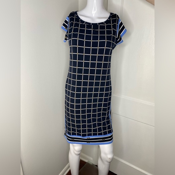 Michael Kors Chic Black and Blue Grid Dress - Picture 2 of 13